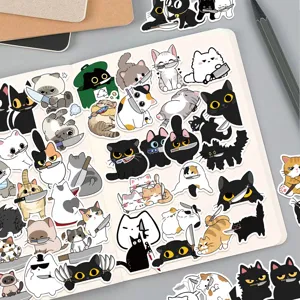 Cute funny cat stickers waterproof vinyl decal for laptop guitar luggage journal decor
