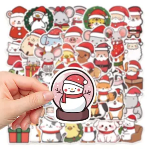50 Stk wasserdichte Weihnachten Cartoon Tier Aufkleber für Laptop Handy DIY Dekor.