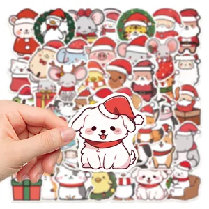 50 Stk. Weihnachten süße Tiere wasserdichte Aufkleber für Laptop, Handyhülle und DIY Dekoration.