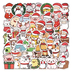 50 Stk. Weihnachten Tier wasserdichte Aufkleber süße Cartoon DIY Sticker für Laptop.
