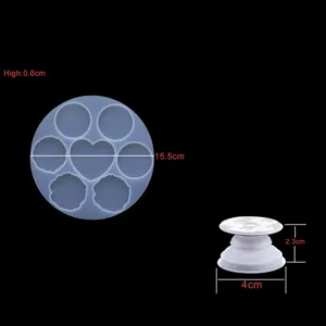 Siliconen telefoonhouder mal en epoxy hars gietgereedschap met hart en ronde vormen.