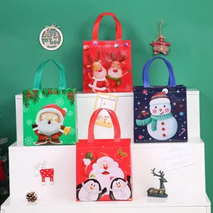 Christmas Non-Woven Gift Bags Santa Claus Elk Snowman Waterproof Packaging Tote Bags For Holiday Party Supplies