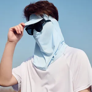 Summer ice silk full face sun protection mask with visor, breathable UV blocking cap for outdoor.