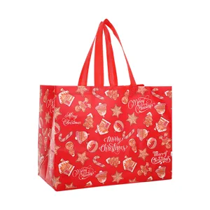Christmas gift bag non-woven fabric festive tote bag for holiday party packaging present