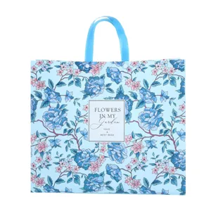Large floral non-woven waterproof storage tote bag, stylish portable shopping gift bag.
