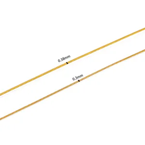Gold beading wire detail close-up showing 0.38mm and 0.3mm thickness for jewelry DIY projects.
