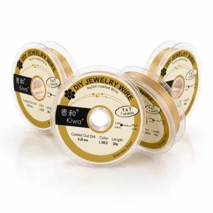 Korean Kiwa gold jewelry wire 0.38mm 50m nylon coated stainless steel bead stringing cord.