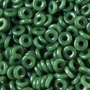 Cuentas de donut de vidrio estilo jade verde anillos espaciadores para joyería de pulsera DIY
