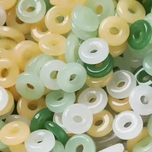 Cuentas de anillo de vidrio de imitación jade para accesorios de joyería DIY hechos a mano