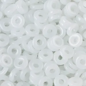 Cuentas anillo rosquilla de vidrio imitacion jade blanco para joyeria DIY hecha a mano