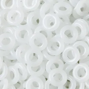 Lote de anillos de vidrio blanco efecto jade para joyería DIY, collares y pulseras.