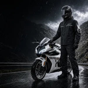 Adult Waterproof Raincoat And Rain Pants Suit Polyester Pongee Windproof Hooded Cycling Rainwear Outdoor Rain Suit Set