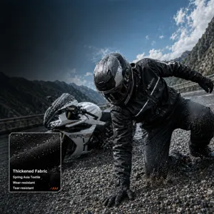 Waterproof motorcycle rain suit for men, thickened pongee rain gear for outdoor riding.