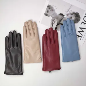 Damen PU Lederhandschuhe Winter warm fuer Radfahren Mode mehrfarbig Stile Detailansicht