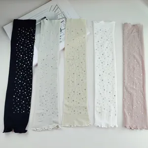 Summer rhinestone sun protection arm sleeves ice silk breathable UV block long gloves