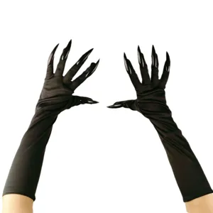 Guanti lunghi neri con artigli di Halloween accessori spaventosi per feste cosplay