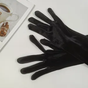 Gants longs en velours noir pour femmes en hiver, accessoire de robe de soirée rétro.