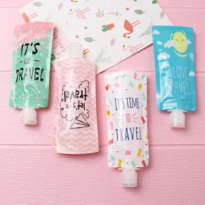 Borsa di Sotto-Imballaggio per Lozione da Viaggio Portatile Custodia per Conservazione di Liquidi in Plastica Pieghevole Con Ugello Per Shampoo Docciaschiuma