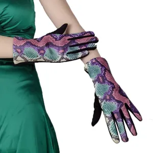 Women fashion snake pattern touchscreen warm gloves autumn winter fleece lined driving gloves