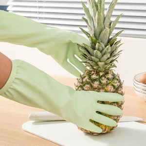 Extended PVC Household Cleaning Gloves Waterproof Dishwashing Gloves for Kitchen and Laundry Daily Use