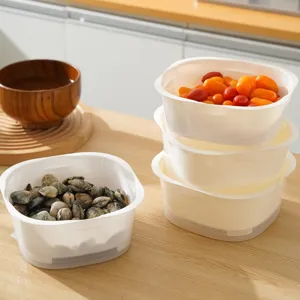 Square kitchen draining basket for washing vegetables, thickened fruit washing basin main view.