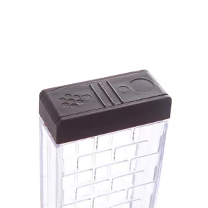 Kitchen clear plastic seasoning box with dark brown double-opening lid spice jar main view
