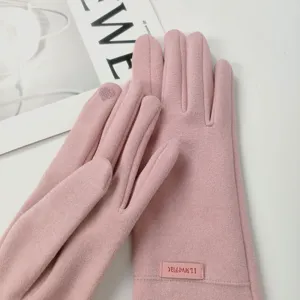 Women winter warm touch screen gloves pink fleece lined thermal texting outdoor gloves