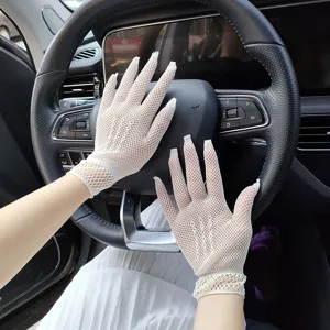 White lace mesh gloves summer sun protection breathable short bridal party gloves