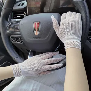 Women Lace Gloves Sheer Mesh Hollow Out Sun Protection Gloves Lolita Bridal Wedding Party Elegant Short Gloves
