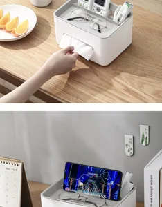 Detailansicht des multifunktionalen Schreibtisch-Organizers und der Box für ein aufgeräumtes Zimmer.