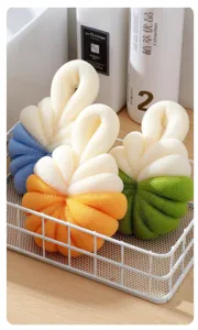 Grand éponge de bain citrouille bicolore en filet souple pour le lavage corporel