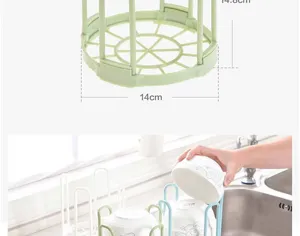 Plastic dish drying rack kitchen tableware organizer detachable storage holder 14x14.8cm