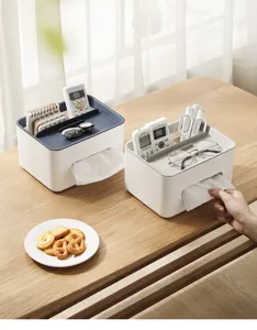 Multifunktionale Desktop-Taschentuchbox mit Fernbedienung-Organizer, ordentliche Aufbewahrung.