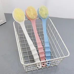Long handled shower bath brush with soft bristles, back scrubber for body washing, multi color