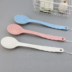 Long handled bath brush with massage bristles, back scrubber for shower, set of 3.