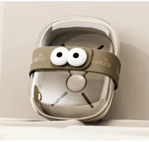 Scatola per sapone dei cartoni animati con coperchio, design creativo occhi grandi, ideale casa.