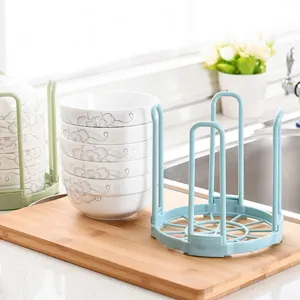 Kitchen plastic bowl drying rack, detachable multi-functional tableware storage holder.