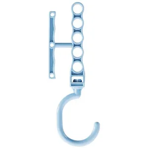 Blue plastic magic clothes hanger with rotating hook multi hole design for wardrobe organization drying