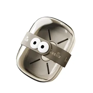 Portasapone in Plastica Portatile Con Coperchio e Strato di Drenaggio Creativo Cartone Animato Viaggio Supporto per Sapone Carino Custodia Organizzatore per Bagno