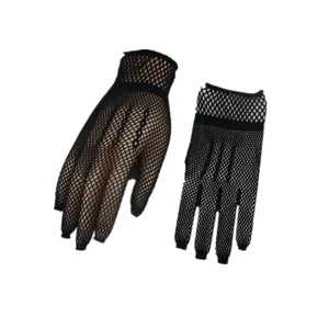 Black fishnet lace gloves women sexy hollow out short gloves summer sun protection mesh bridal