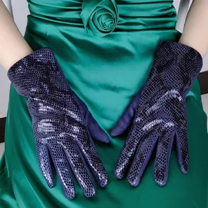 Women snakeskin faux suede touch screen gloves winter warm windproof driving gloves detail