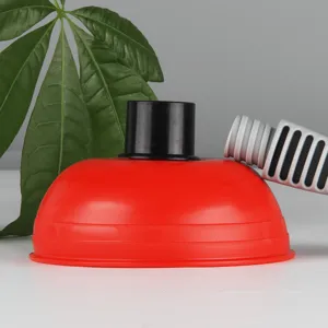 Mini red plastic pipe dredging suction plunger detail with hose for kitchen bathroom sink.
