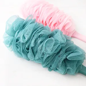 Korean style long handle bath sponge large size mesh shower brush for body washing back scrub