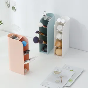 Desktop plastic pen organizer multi-grid slanted stationery storage box desk tidy container