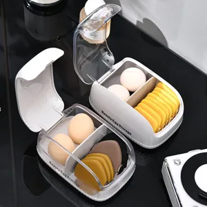 Boîte de rangement anti-poussière pour éponge de maquillage avec couvercle, étui.