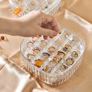 Clear Plastic Jewelry Box Multi-Layer Storage Organizer With Transparent Lid And Compartments For Earrings Rings