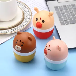 Cute cartoon press-type toothpick dispenser, creative automatic holder for home desktop.