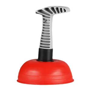 Mini sink plunger for bathroom and kitchen drain cleaning, red rubber suction cup tool