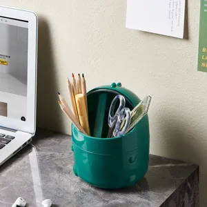 Mini cute dinosaur desktop trash can plastic small storage bucket for office dorm use