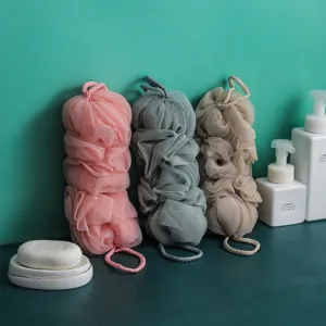 Set de longue éponge de douche en maille pour adultes gommage corporel exfoliant outil